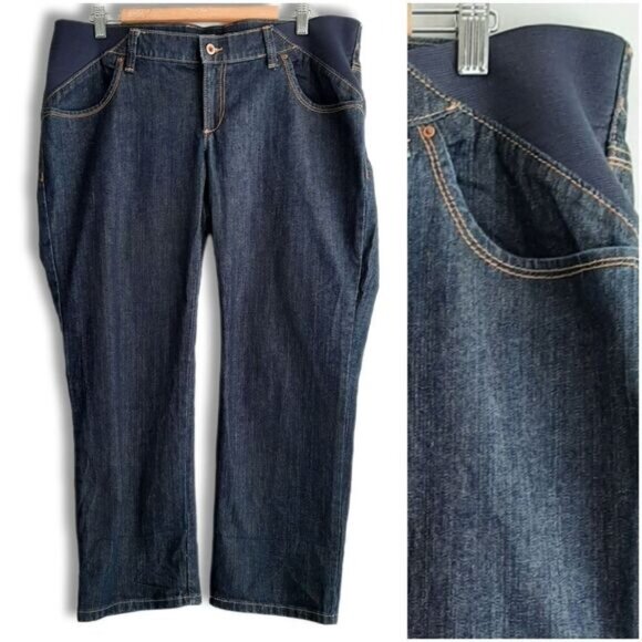OLD NAVY | Maternity Side-Panel Mid-Rise Crop Ankle Blue Jeans Sz 12 - Picture 1 of 9